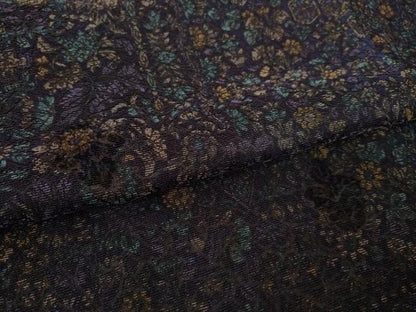 平和屋着物●道行コート　輪奈ビロード　更紗花文　正絹　逸品　AABL7249ck