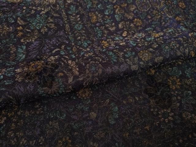 平和屋着物●道行コート　輪奈ビロード　更紗花文　正絹　逸品　AABL7249ck
