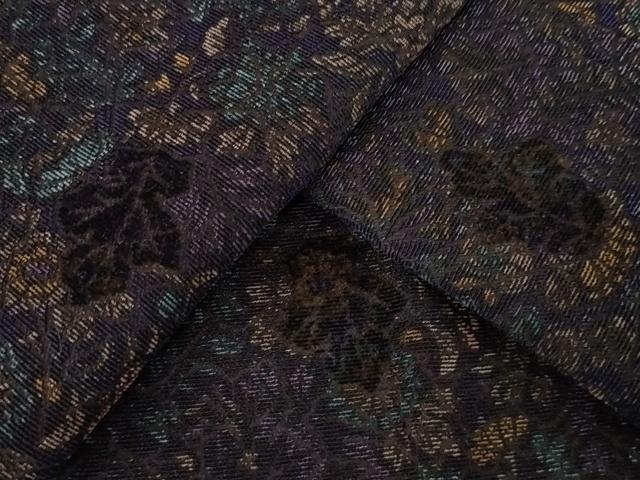 平和屋着物●道行コート　輪奈ビロード　更紗花文　正絹　逸品　AABL7249ck