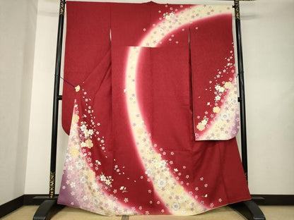 平和屋着物●豪華振袖　舞花文　暈し染め　金彩　正絹　逸品　AABL7251ck