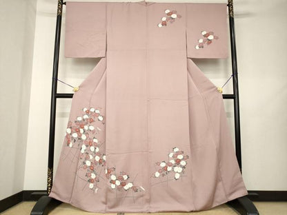 平和屋着物●訪問着　友禅　草花文　正絹　逸品　AABL7253ck