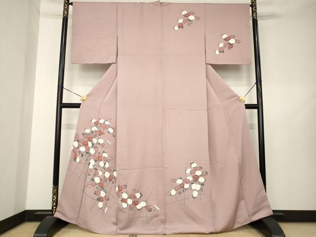 平和屋着物●訪問着　友禅　草花文　正絹　逸品　AABL7253ck