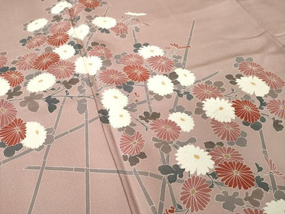 平和屋着物●訪問着　友禅　草花文　正絹　逸品　AABL7253ck