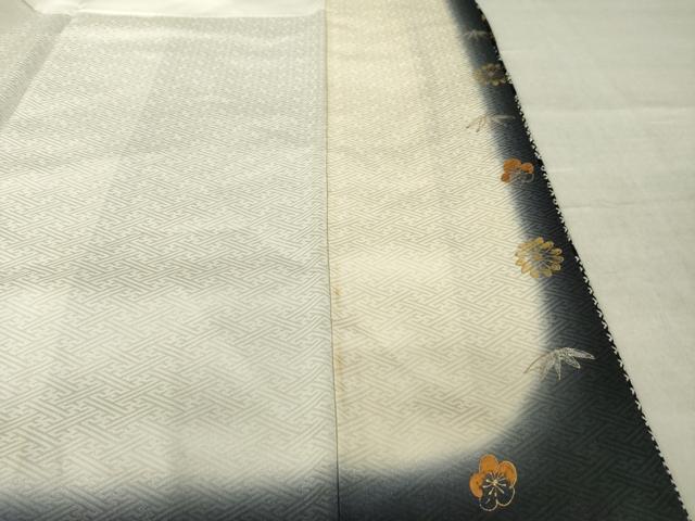 平和屋着物●訪問着　総絞り　流水花文　黒地　金銀彩　正絹　逸品　AABL7255ck