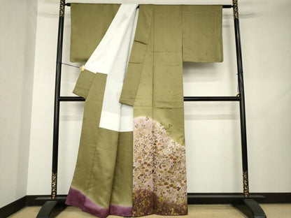 平和屋着物●色留訪問着　光琳菊　暈し染め　正絹　逸品　AABL7258ck