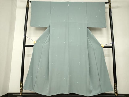 平和屋着物▼上質な小紋　小花文　豆がら茶色　正絹　逸品　未使用　AABL7260ck