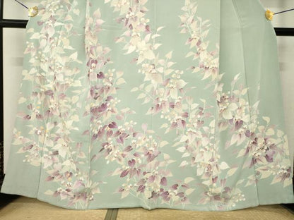 平和屋着物●京加賀友禅　松本健一　訪問着　草花文　正絹　逸品　AABL7261ck