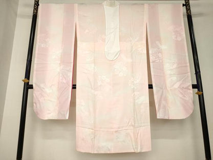 平和屋着物●振袖用長襦袢　無双仕立て　扇面花地紋　正絹　逸品　AABL7263ck