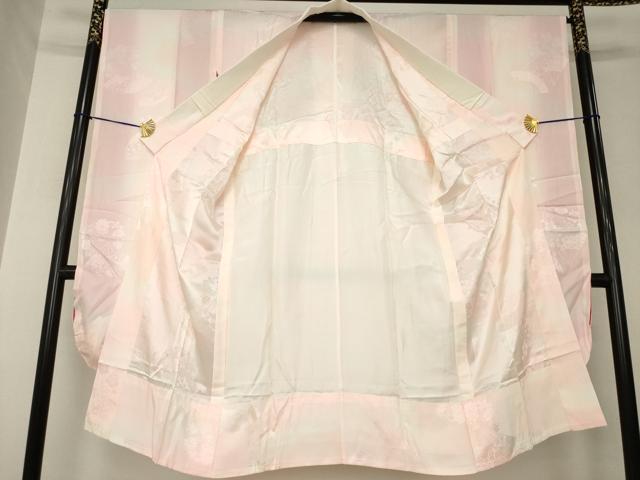 平和屋着物●振袖用長襦袢　無双仕立て　扇面花地紋　正絹　逸品　AABL7263ck