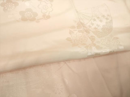 平和屋着物●振袖用長襦袢　無双仕立て　扇面花地紋　正絹　逸品　AABL7263ck