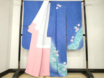 平和屋着物●豪華振袖　舞桜　暈し染め　金彩　正絹　逸品　AABL7265ck