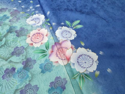 平和屋着物●豪華振袖　舞桜　暈し染め　金彩　正絹　逸品　AABL7265ck
