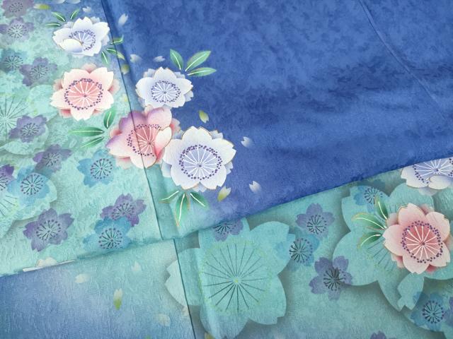 平和屋着物●豪華振袖　舞桜　暈し染め　金彩　正絹　逸品　AABL7265ck
