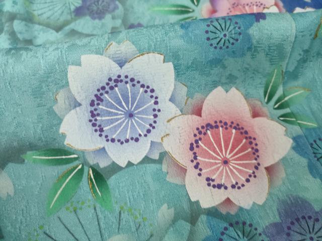 平和屋着物●豪華振袖　舞桜　暈し染め　金彩　正絹　逸品　AABL7265ck