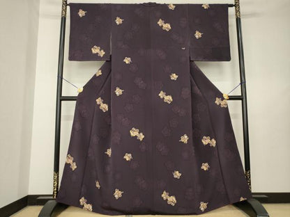 平和屋着物●上質な小紋　舞桜　鬼しぼ縮緬　正絹　逸品　AABL7266ck