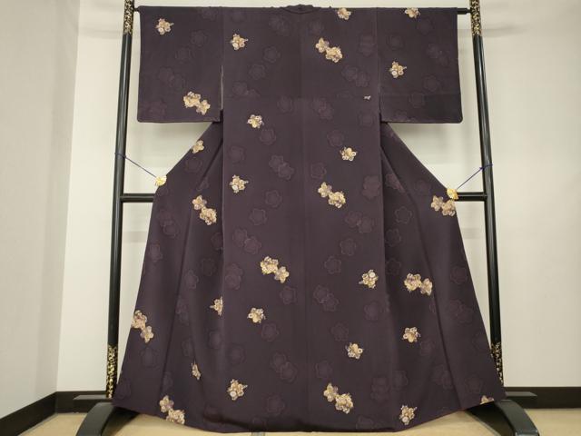 平和屋着物●上質な小紋　舞桜　鬼しぼ縮緬　正絹　逸品　AABL7266ck