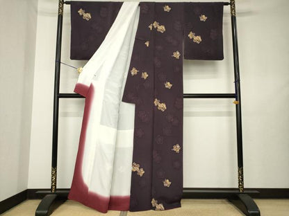 平和屋着物●上質な小紋　舞桜　鬼しぼ縮緬　正絹　逸品　AABL7266ck
