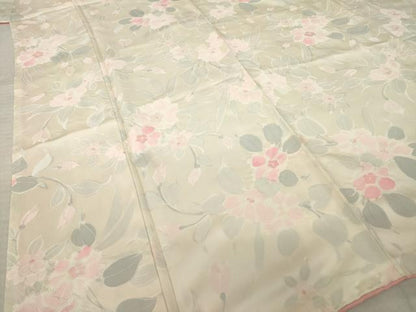 平和屋着物●上質な小紋　絞り　地紋起こし　草花文　正絹　逸品　AABL7268ck