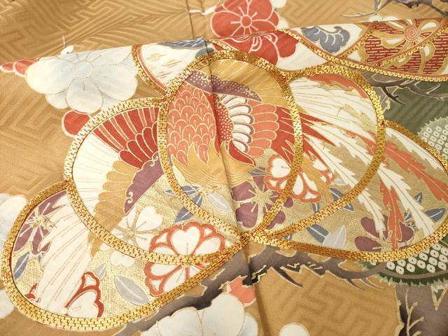 平和屋着物●豪華振袖　駒刺繍　松竹梅吉祥花文　金彩　正絹　逸品　AABL7269ck