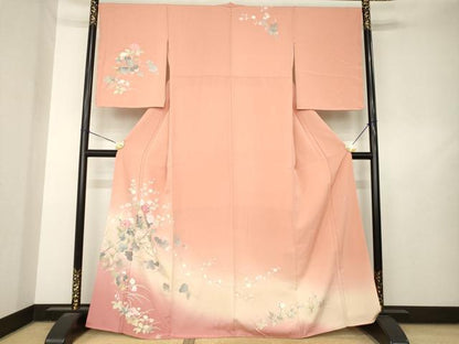平和屋着物●訪問着　友禅　作家物　草花文　暈し染め　正絹　逸品　未使用　AABL7276ck