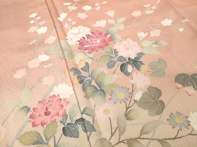 平和屋着物●訪問着　友禅　作家物　草花文　暈し染め　正絹　逸品　未使用　AABL7276ck