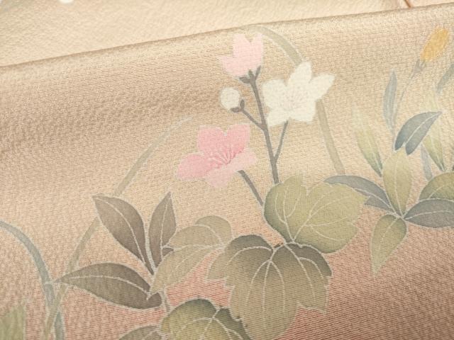 平和屋着物●訪問着　友禅　作家物　草花文　暈し染め　正絹　逸品　未使用　AABL7276ck