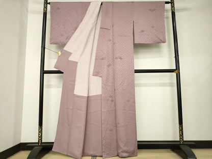 平和屋着物●上質な色無地　中国三大刺繍　スワトウ刺繍　汕頭刺繍　花菱地紋　鴇浅葱色　正絹　逸品　AABL7278ck