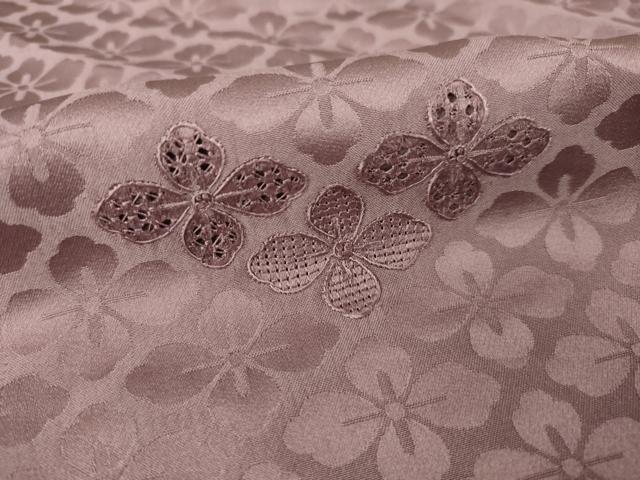 平和屋着物●上質な色無地　中国三大刺繍　スワトウ刺繍　汕頭刺繍　花菱地紋　鴇浅葱色　正絹　逸品　AABL7278ck