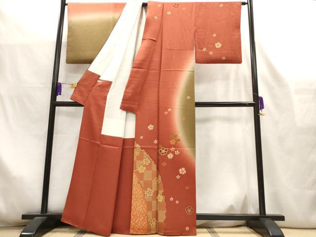 平和屋着物■訪問着　駒刺繍　舞花文　暈し染め　金彩　正絹　逸品　AABL7281br