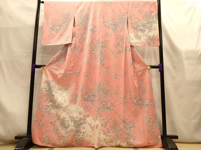 平和屋着物■訪問着　松竹梅風景文　暈し染め　正絹　逸品　AABL7284br