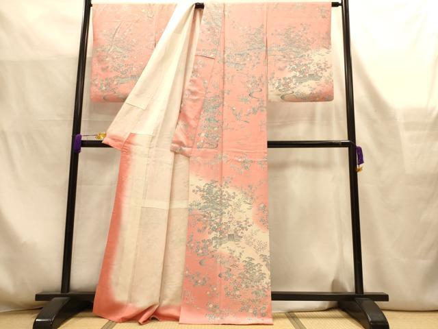 平和屋着物■訪問着　松竹梅風景文　暈し染め　正絹　逸品　AABL7284br