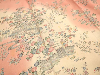 平和屋着物■訪問着　松竹梅風景文　暈し染め　正絹　逸品　AABL7284br