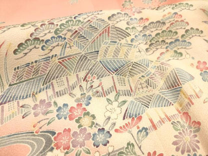 平和屋着物■訪問着　松竹梅風景文　暈し染め　正絹　逸品　AABL7284br