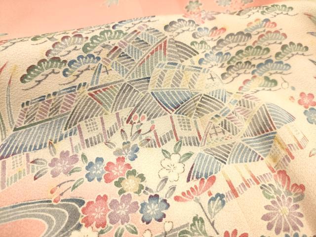 平和屋着物■訪問着　松竹梅風景文　暈し染め　正絹　逸品　AABL7284br