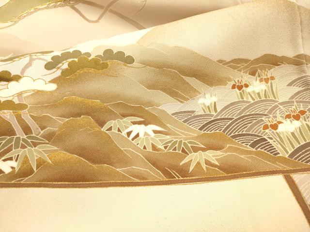 平和屋着物■豪華色留袖　駒刺繍　屏風風景松文　暈し染め　金彩　正絹　逸品　AABL7285br