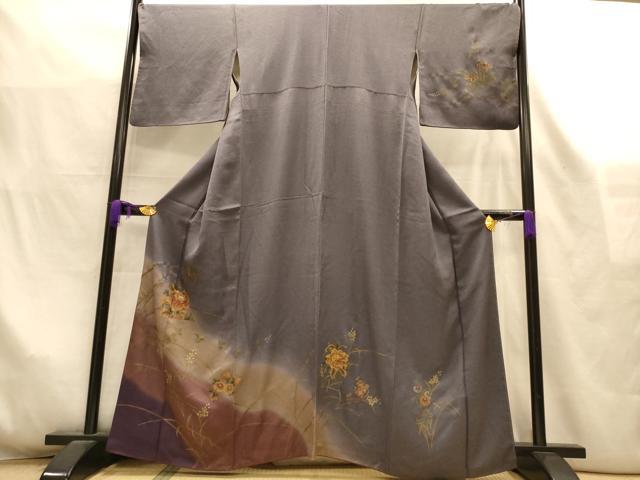 平和屋着物■訪問着　手描き　葡萄　草花文　暈し染め　鈴乃屋扱い　正絹　逸品　AABL7287br