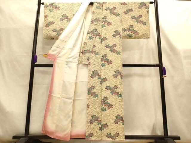 平和屋着物■上質な小紋　楓敷松葉　正絹　逸品　未使用　AABL7288br