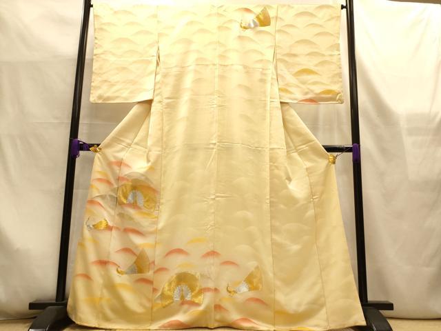 平和屋着物■訪問着　駒刺繍　孔雀　正絹　逸品　AABL7289br