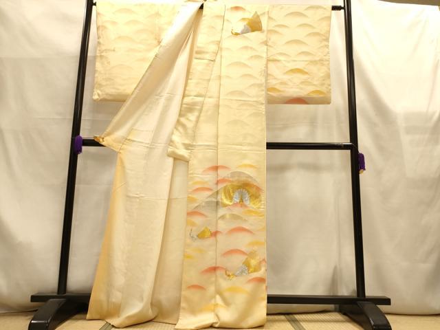 平和屋着物■訪問着　駒刺繍　孔雀　正絹　逸品　AABL7289br