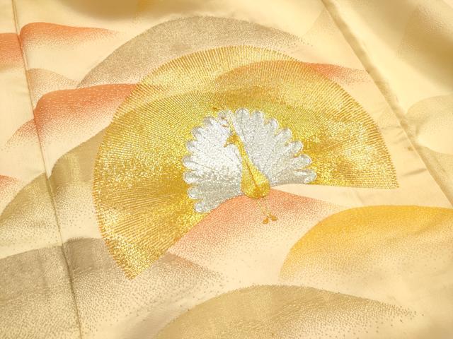 平和屋着物■訪問着　駒刺繍　孔雀　正絹　逸品　AABL7289br