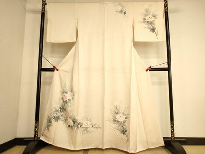 平和屋着物■訪問着　手描き　枝花文　正絹　逸品　AABL7294br