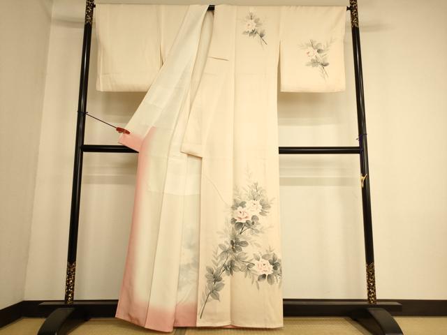 平和屋着物■訪問着　手描き　枝花文　正絹　逸品　AABL7294br