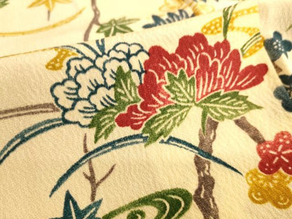 平和屋着物■上質な小紋　型染め　流水枝花文　正絹　逸品　AABL7295br