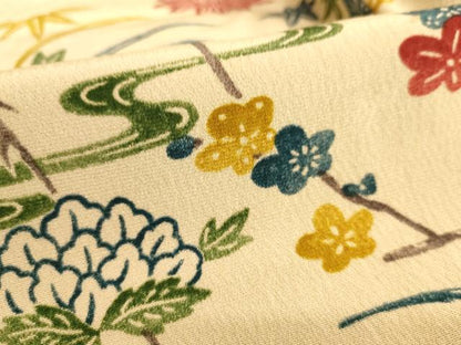 平和屋着物■上質な小紋　型染め　流水枝花文　正絹　逸品　AABL7295br