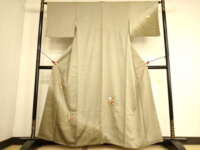 平和屋着物■訪問着　刺繍　花筏文　暈し染め　金糸　金彩　三越扱い　正絹　逸品　AABL7297br