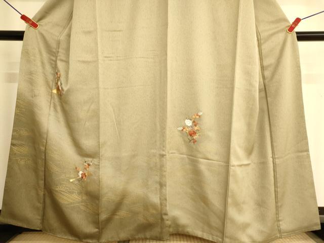 平和屋着物■訪問着　刺繍　花筏文　暈し染め　金糸　金彩　三越扱い　正絹　逸品　AABL7297br
