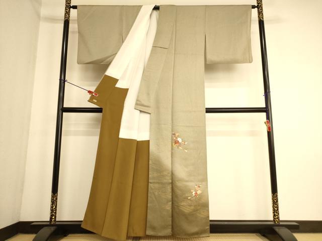 平和屋着物■訪問着　刺繍　花筏文　暈し染め　金糸　金彩　三越扱い　正絹　逸品　AABL7297br