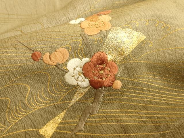 平和屋着物■訪問着　刺繍　花筏文　暈し染め　金糸　金彩　三越扱い　正絹　逸品　AABL7297br