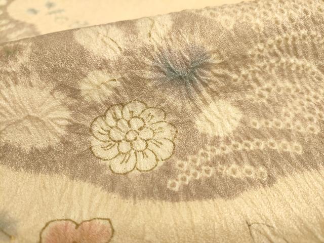 平和屋着物■訪問着　手描き　絞り　霞舞花文　金彩　三越扱い　正絹　逸品　AABL7299br