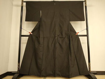 平和屋着物■上質な紬　横段文　正絹　逸品　AABL7302br